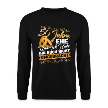 Goldene Hochzeit 50 Jahre verheiratet - Unisex Pullover - Schwarz - Vorne - Alina (178cm) & Michal (187cm)