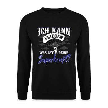 Fallschirmspringen Fallschirmsprung - Unisex Pullover - Schwarz - Vorne - Alina (178cm) & Michal (187cm)