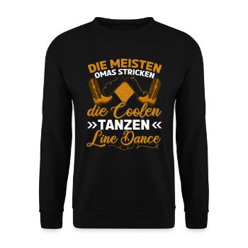 Line Dance Oma Stricken Tanzen Cowboystiefel - Unisex Pullover - Schwarz - Vorne - Alina (178cm) & Michal (187cm)