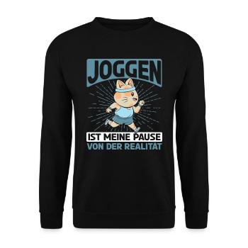 Jogging Läufer Joggen ist meine Pause - Unisex Pullover - Schwarz - Vorne - Alina (178cm) & Michal (187cm)