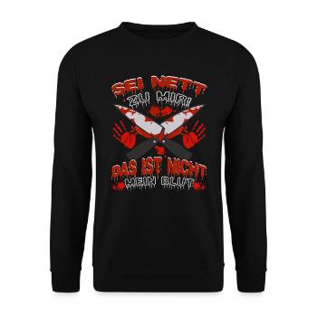 Halloween Sei nett zu mir Halloweenparty - Unisex Pullover - Schwarz - Vorne - Alina (178cm) & Michal (187cm)
