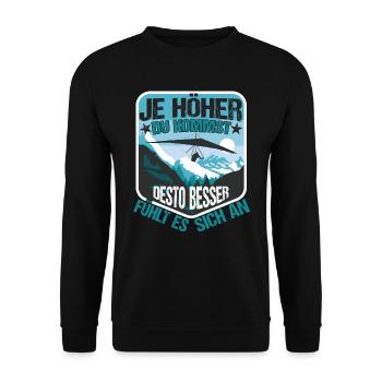 Drachenflieger Hängegleiter Je höher desto besser - Unisex Pullover - Schwarz - Vorne - Alina (178cm) & Michal (187cm)