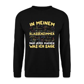 Lehrer Lehrerin Schule Klassenzimmer - Unisex Pullover - Schwarz - Vorne - Alina (178cm) & Michal (187cm)