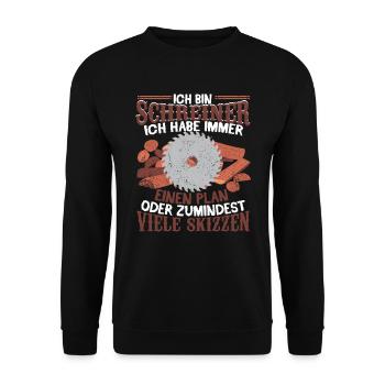 Tischler Holzarbeit Schreiner - Unisex Pullover - Schwarz - Vorne - Alina (178cm) & Michal (187cm)