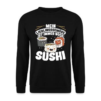 Sushi Mein Lieblingsgemüse ist immer noch Sushi - Unisex Pullover - Schwarz - Vorne - Alina (178cm) & Michal (187cm)