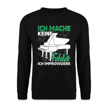 Klavier Pianist Ich mache keine Fehler - Unisex Pullover - Schwarz - Vorne - Alina (178cm) & Michal (187cm)