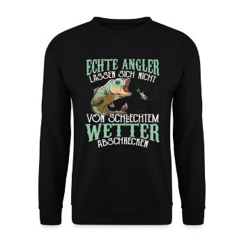 Angeln Angelrute Fisch Angelsport - Unisex Pullover - Schwarz - Vorne - Alina (178cm) & Michal (187cm)
