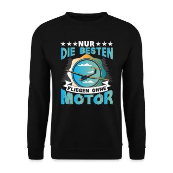 Segelfieger Segelfliegerpiloten Fliege ohne Motor - Unisex Pullover - Schwarz - Vorne - Alina (178cm) & Michal (187cm)