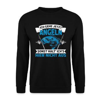 Angler Fischer Ich gehe jetzt Angeln - Unisex Pullover - Schwarz - Vorne - Alina (178cm) & Michal (187cm)