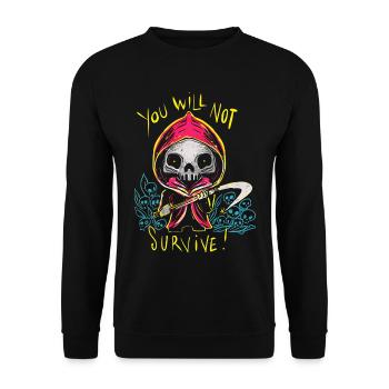 23F 0198 noir - Sweat-shirt Unisexe - noir - Devant - Alina (178cm) & Michal (187cm)