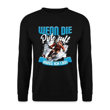 Skifahren Ski Skipiste Wenn die Piste ruft - Unisex Pullover - Schwarz - Vorne - Alina (178cm) & Michal (187cm)