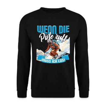 Skifahren Ski Skipiste Wenn die Piste ruft - Unisex Pullover - Schwarz - Vorne - Alina (178cm) & Michal (187cm)
