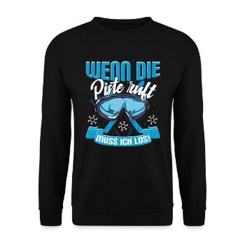 Skifahren Ski Skipiste Wenn die Piste ruft - Unisex Pullover - Schwarz - Vorne - Alina (178cm) & Michal (187cm)