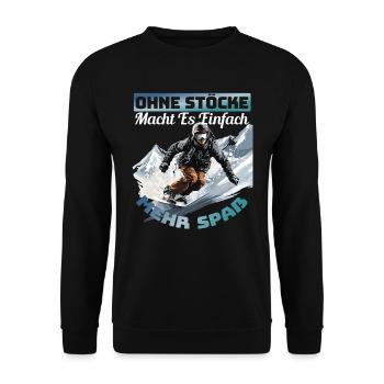 Snowboarder Snowboarding Snowboarden Ohne Stöcke - Unisex Pullover - Schwarz - Vorne - Alina (178cm) & Michal (187cm)