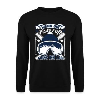 Skifahren Ski Skipiste Wenn die Piste ruft - Unisex Pullover - Schwarz - Vorne - Alina (178cm) & Michal (187cm)