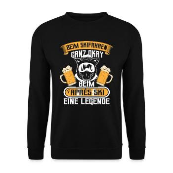 Apres Ski Party Hüttengaudi Beim Skifahren ganz ok - Unisex Pullover - Schwarz - Vorne - Alina (178cm) & Michal (187cm)