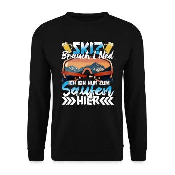 Après Ski Ski? ich bin nur zum Saufen hier! - Unisex Pullover - Schwarz - Vorne - Alina (178cm) & Michal (187cm)
