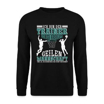 Basketball Basketballtrainer Basketballmannschaft - Unisex Pullover - Schwarz - Vorne - Alina (178cm) & Michal (187cm)