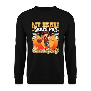 Basketballer My heart beats for Basektball - Unisex Pullover - Schwarz - Vorne - Alina (178cm) & Michal (187cm)