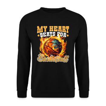 Basketballer My heart beats for Basektball - Unisex Pullover - Schwarz - Vorne - Alina (178cm) & Michal (187cm)