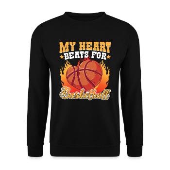 Basketballer My heart beats for Basektball - Unisex Pullover - Schwarz - Vorne - Alina (178cm) & Michal (187cm)