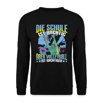 Volleyball Volleyballerin Die Schule ist wichtig - Unisex Pullover - Schwarz - Vorne - Alina (178cm) & Michal (187cm)