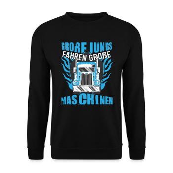LKW-Fahrer Laster Große Jungs - Unisex Pullover - Schwarz - Vorne - Alina (178cm) & Michal (187cm)