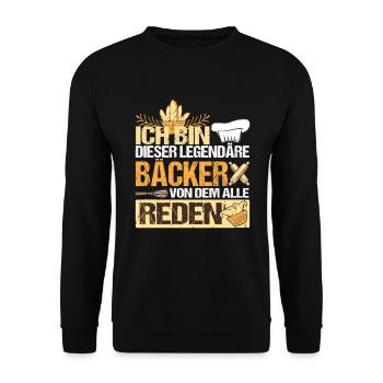 Bäcker Konditor Ich bin der legendäre Bäcker - Unisex Pullover - Schwarz - Vorne - Alina (178cm) & Michal (187cm)