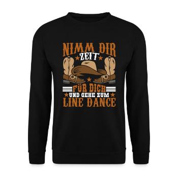 Line Dance Linedancer Nimm dir Zeit für dich - Unisex Pullover - Schwarz - Vorne - Alina (178cm) & Michal (187cm)