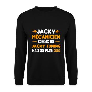 cadeau drôle Jacky Tuning mécanicien - Sweat-shirt Unisexe - noir - Devant - Alina (178cm) & Michal (187cm)
