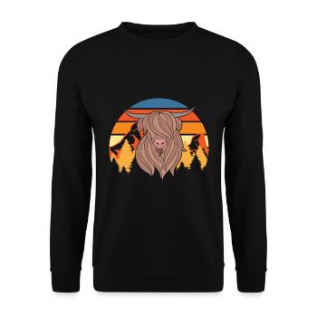 Highland cattle gift Scottish Highland cattle - Unisex Sweatshirt - black - Front - Alina (178cm) & Michal (187cm)