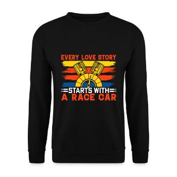 Every love story begins with a racing car - Unisex Sweatshirt - black - Front - Alina (178cm) & Michal (187cm)