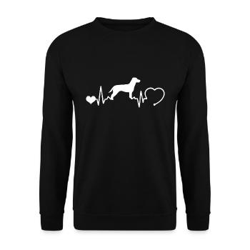 Jack Russell Terrier mit Herzschlag - Unisex Pullover - Schwarz - Vorne - Alina (178cm) & Michal (187cm)