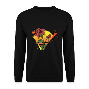 Rétro Nature Floral Cadeau Coucher de Rose - Sweat-shirt Unisexe - noir - Devant - Alina (178cm) & Michal (187cm)