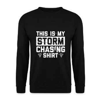 Sturm Spotter | Sturmjäger Sturmwarnungen Geschenk - Unisex Pullover - Schwarz - Vorne - Alina (178cm) & Michal (187cm)