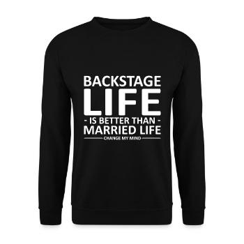 Bühnentechnik Geschenke | Bühnentechniker Stage - Unisex Pullover - Schwarz - Vorne - Alina (178cm) & Michal (187cm)