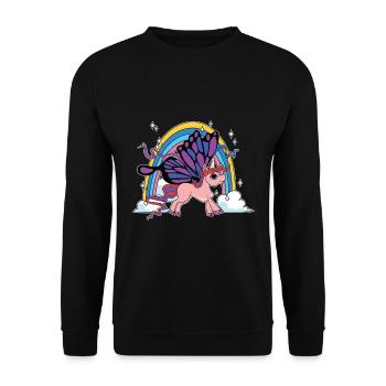 Rainbow Animal Gift Licorne papillon - Sweat-shirt Unisexe - noir - Devant - Alina (178cm) & Michal (187cm)