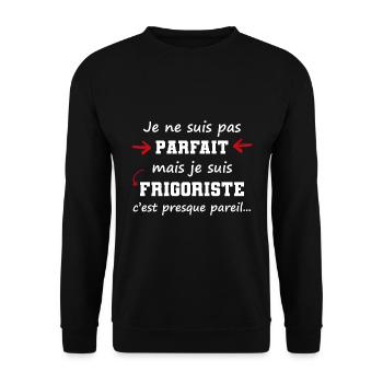 pas parfait mais frigoriste | cadeau original - Sweat-shirt Unisexe - noir - Devant - Alina (178cm) & Michal (187cm)