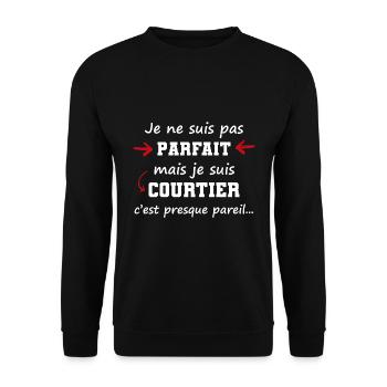 pas parfait mais courtier | cadeau pour courtier - Sweat-shirt Unisexe - noir - Devant - Alina (178cm) & Michal (187cm)