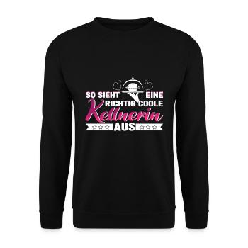 Kellnerin So sieht ein richtig coole Kellnerin aus - Unisex Pullover - Schwarz - Vorne - Alina (178cm) & Michal (187cm)