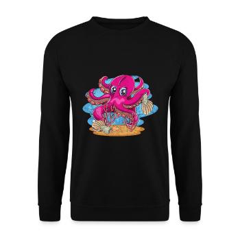 Cute Octopus Ocean Animal Lover Gift Octopus - Unisex Sweatshirt - black - Front - Alina (178cm) & Michal (187cm)