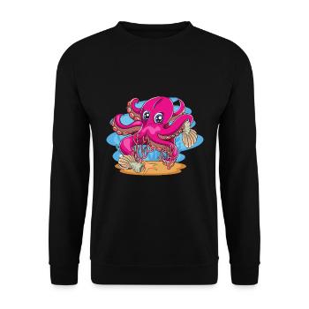 Cute Octopus Ocean Animal Gift Idea Octopus - Unisex Sweatshirt - black - Front - Alina (178cm) & Michal (187cm)