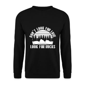 Steine Sammeln | Steinsammler Geologe Geschenkidee - Unisex Pullover - Schwarz - Vorne - Alina (178cm) & Michal (187cm)