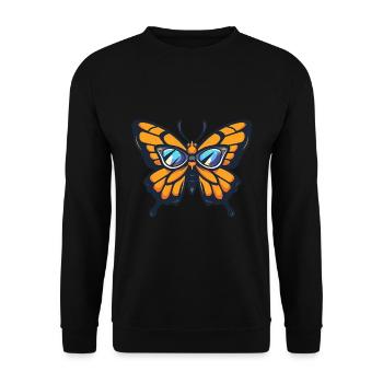 Schmetterling Cool Tier - Unisex Pullover - Schwarz - Vorne - Alina (178cm) & Michal (187cm)
