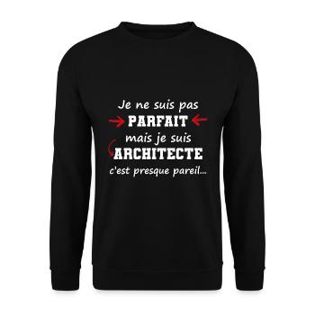 pas parfait mais architecte | cadeau architecte - Sweat-shirt Unisexe - noir - Devant - Alina (178cm) & Michal (187cm)