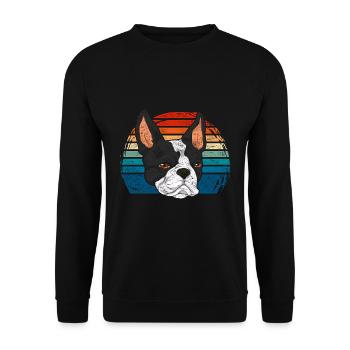 Dog Bostie Gift Retro Boston Terrier - Unisex Sweatshirt - black - Front - Alina (178cm) & Michal (187cm)