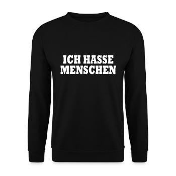 Ich hasse menschen - Unisex Pullover - Schwarz - Vorne - Alina (178cm) & Michal (187cm)