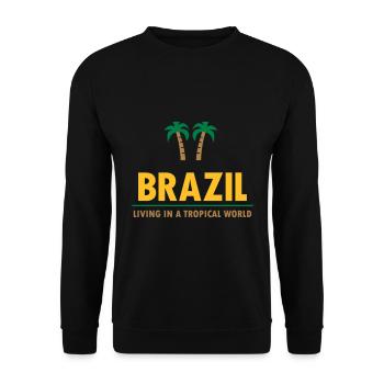 Brazil, living in a tropical world (Linie, Palmen) - Unisex Pullover - Schwarz - Vorne - Alina (178cm) & Michal (187cm)