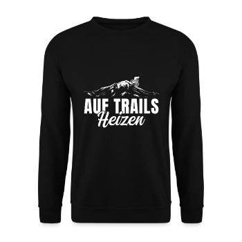 Mountainbike Downhill Auf Trails heizen - Unisex Pullover - Schwarz - Vorne - Alina (178cm) & Michal (187cm)