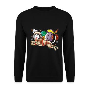 Universe Dogs Gift Space Astronaut Husky - Unisex Sweatshirt - black - Front - Alina (178cm) & Michal (187cm)